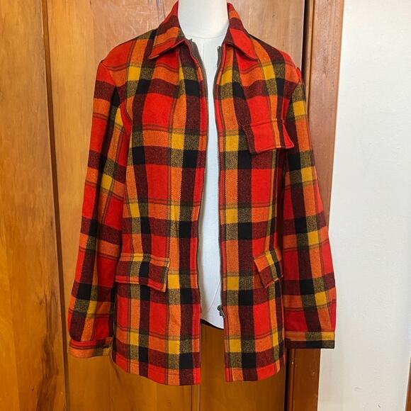 VTG 70s Swanndri John Mack Red 100% Pure Virgin Wool Plaid Performance Jacket - Picture 2 of 8